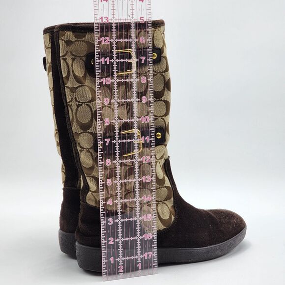 Coach Tinah Signature Logo Monogram Fleeced Lined Boots Size 8.5 - Picture 2 of 12